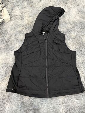Avia Womens Black Hooded Quilted Vest Plus Size XXL 20 Activewear Full Zip